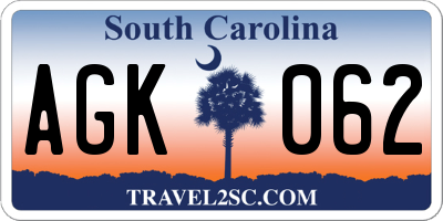 SC license plate AGK062