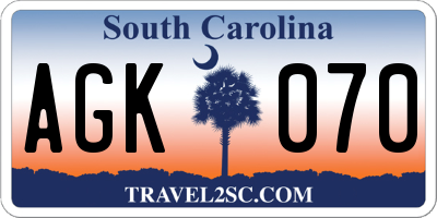 SC license plate AGK070