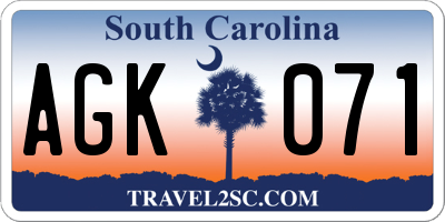 SC license plate AGK071
