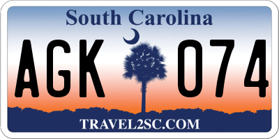 SC license plate AGK074