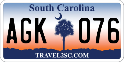 SC license plate AGK076