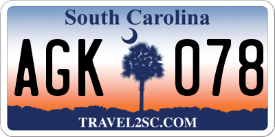 SC license plate AGK078