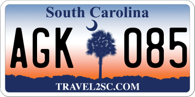 SC license plate AGK085