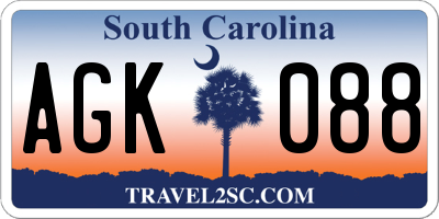SC license plate AGK088