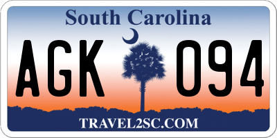 SC license plate AGK094