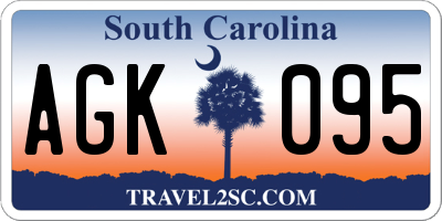 SC license plate AGK095