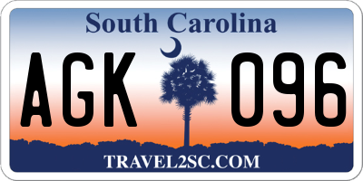 SC license plate AGK096