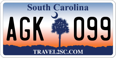 SC license plate AGK099