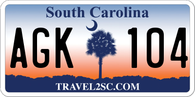 SC license plate AGK104