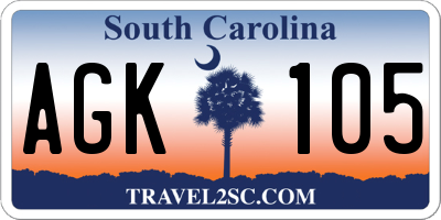 SC license plate AGK105