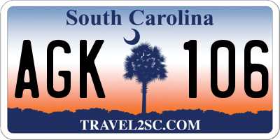 SC license plate AGK106
