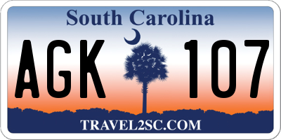 SC license plate AGK107
