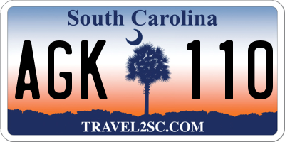 SC license plate AGK110