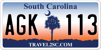 SC license plate AGK113