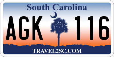 SC license plate AGK116
