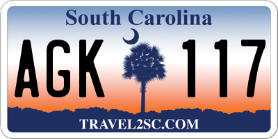 SC license plate AGK117