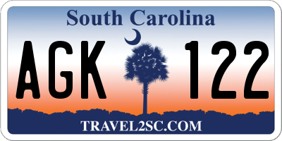 SC license plate AGK122