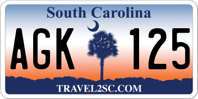 SC license plate AGK125