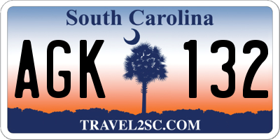 SC license plate AGK132