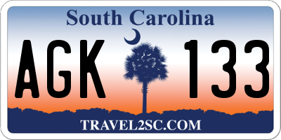 SC license plate AGK133
