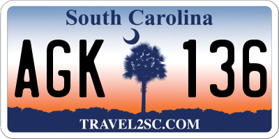 SC license plate AGK136
