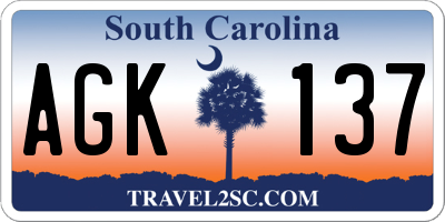 SC license plate AGK137