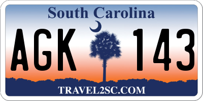 SC license plate AGK143