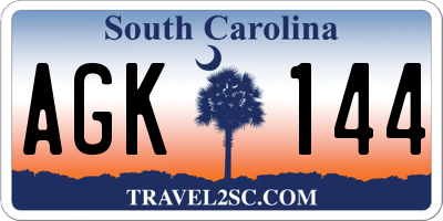 SC license plate AGK144
