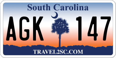 SC license plate AGK147