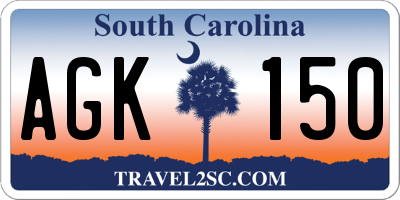 SC license plate AGK150
