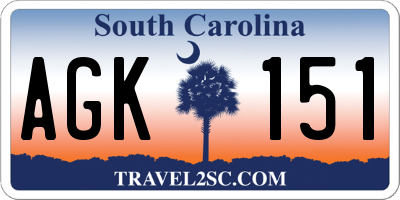 SC license plate AGK151