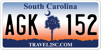 SC license plate AGK152