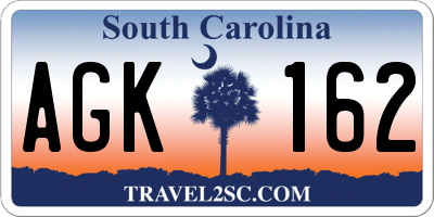 SC license plate AGK162