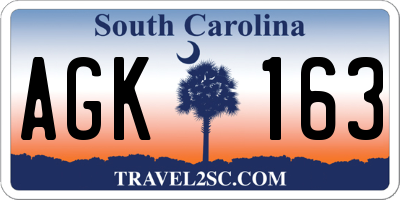 SC license plate AGK163