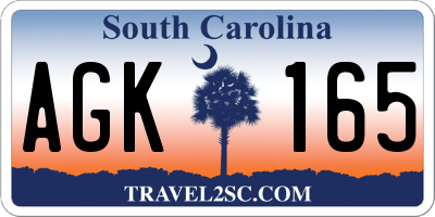 SC license plate AGK165