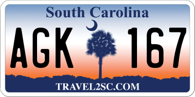 SC license plate AGK167