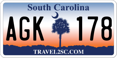 SC license plate AGK178
