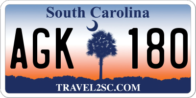 SC license plate AGK180
