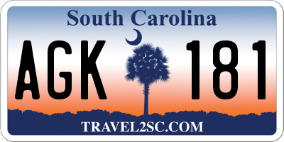 SC license plate AGK181