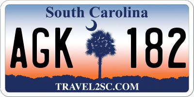 SC license plate AGK182