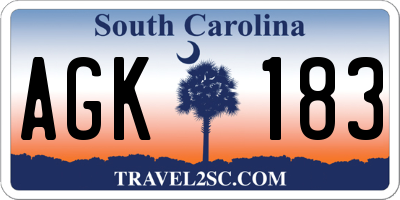 SC license plate AGK183