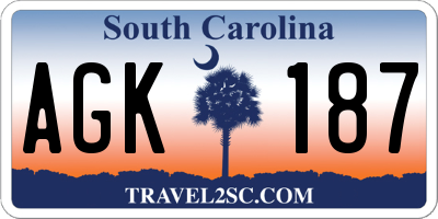 SC license plate AGK187