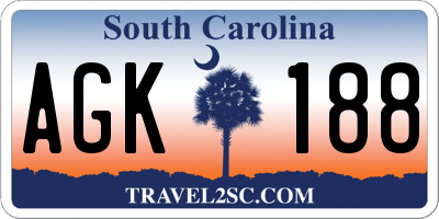 SC license plate AGK188