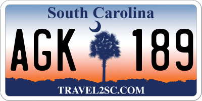 SC license plate AGK189