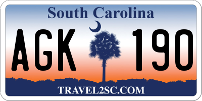 SC license plate AGK190
