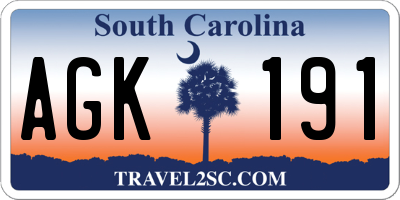 SC license plate AGK191