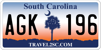SC license plate AGK196