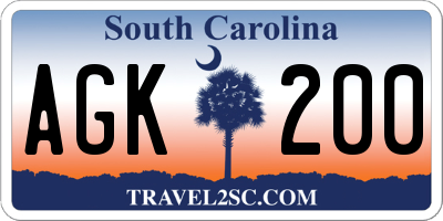 SC license plate AGK200
