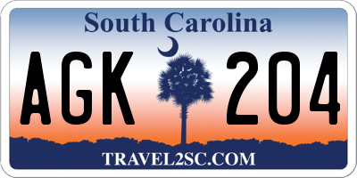 SC license plate AGK204