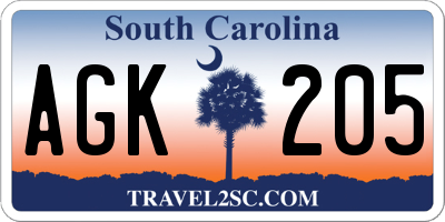 SC license plate AGK205
